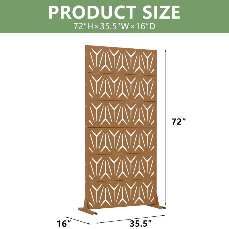 72" H×47"W Dovelina Black Outdoor Freestanding Metal Privacy Screen Decorative Garden Fence