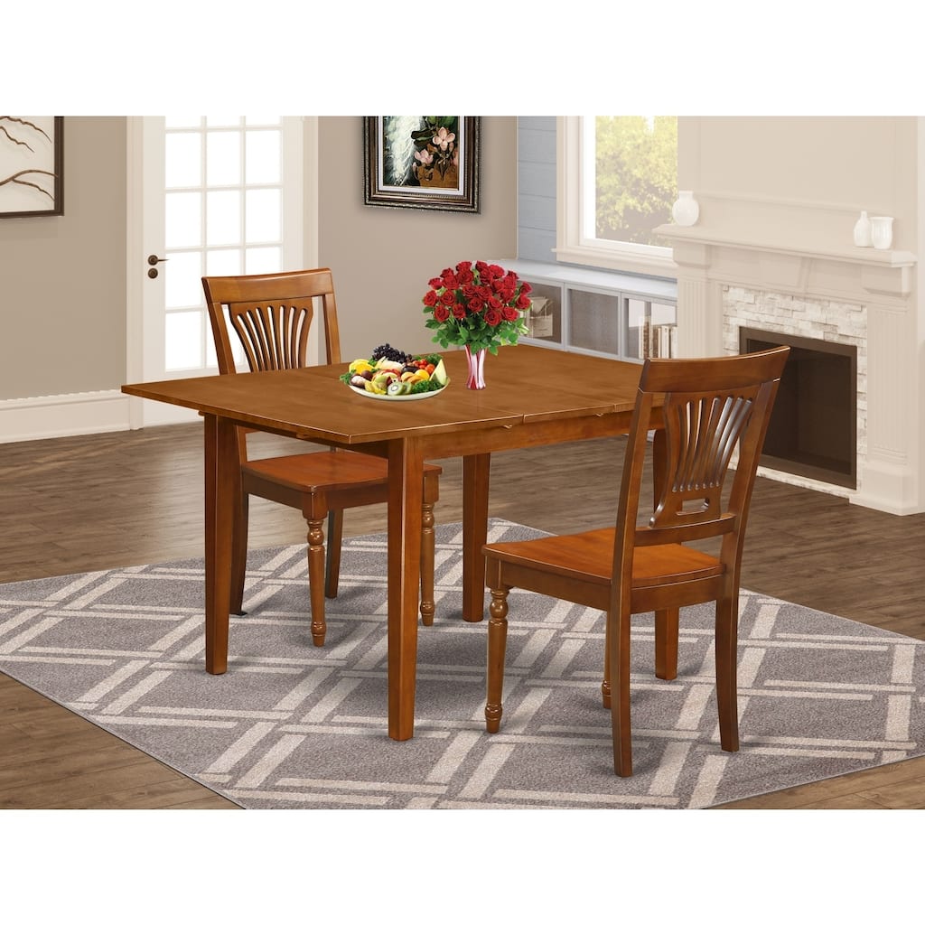 HomeStock 3-Piece Saddle Brown Finish Solid Wood Top Dining Table Set