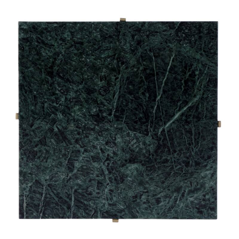 HomeRoots 21" Green and Gold Marble and Iron Drink Size Square End Table - 11.50 in. x 21.00 in. x 11.50 in.