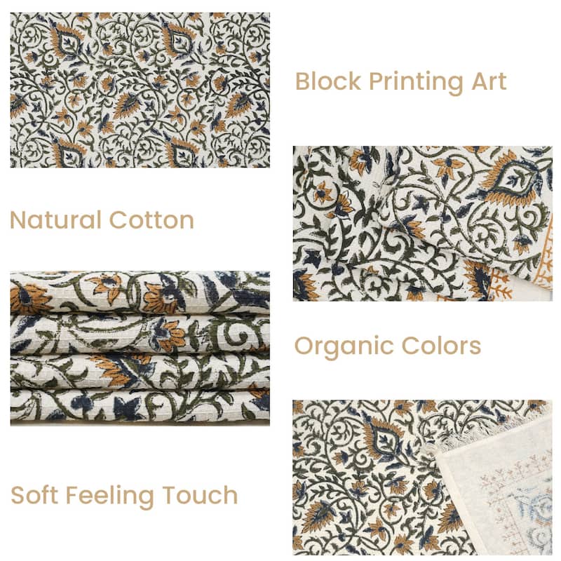Fabdivine Handmade Floral Block Print Kitchen or Bath Room Hand Towels Home or Office Accent