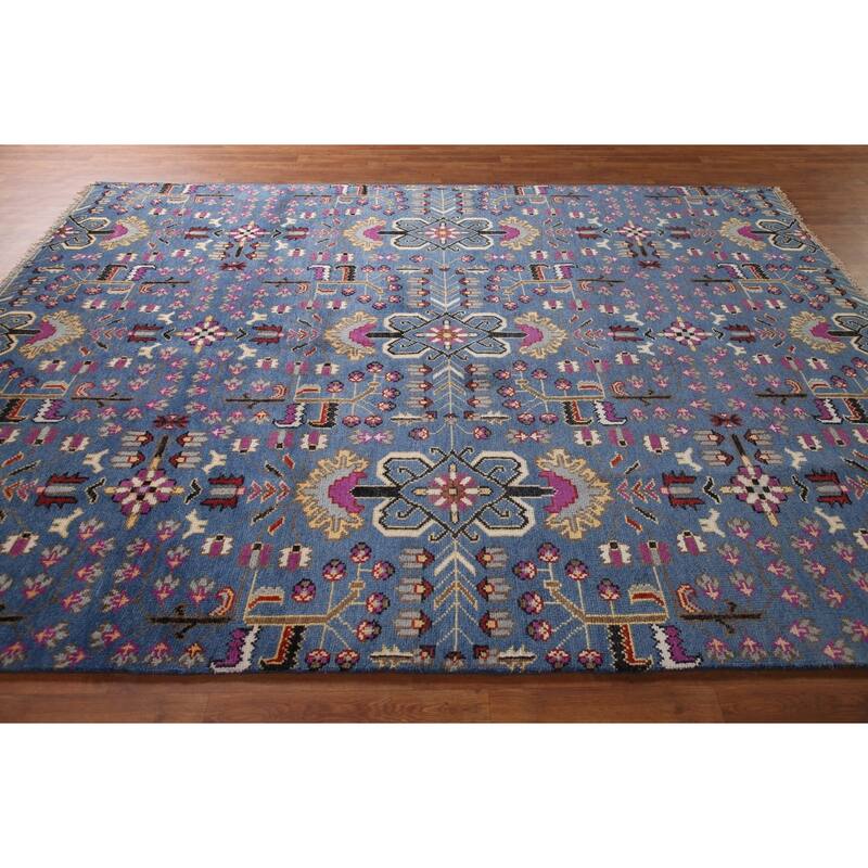 All-Over Blue Ziegler Oriental Area Rug Handmade Wool Carpet - 7'10" x 10'1"