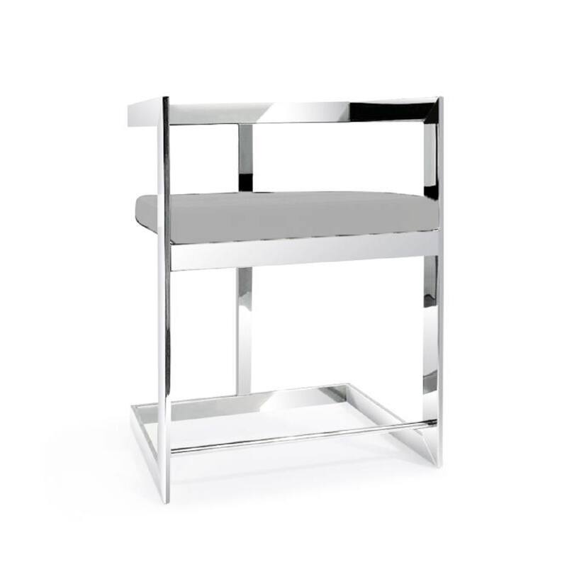 Velvet Stainless Steel Low Back Bar Chair with Armrests and Footrest