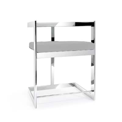 Velvet Stainless Steel Low Back Bar Chair with Armrests and Footrest