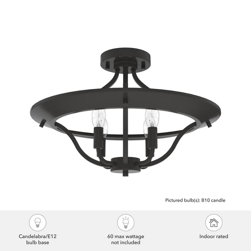 Hunter Perch Point Noble 4-Light Flush Mount Ceiling Light - Rustic, Transitional, Mountain, Modern
