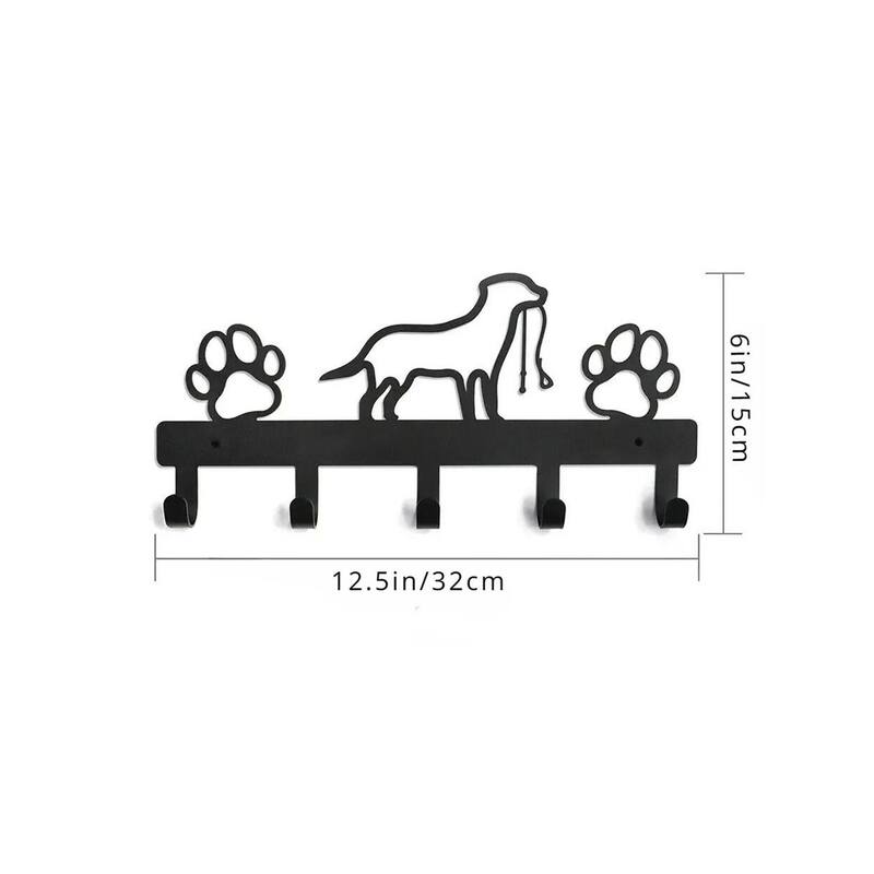 Black Metal Paw Wall Rack for Keys Coats Leashes Towels - 12.5" L x 6" H