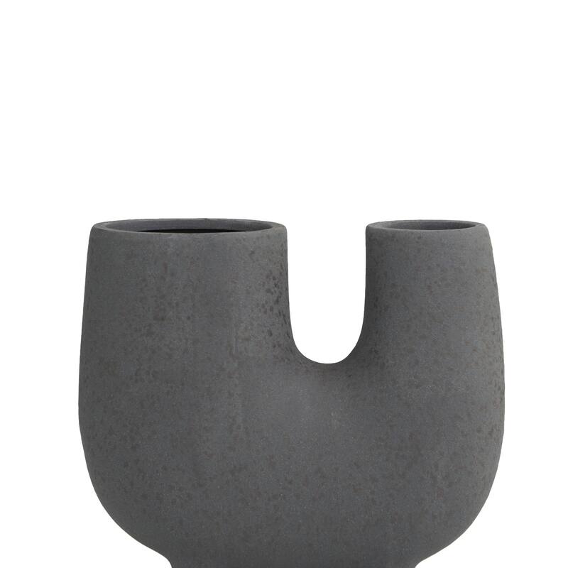 Ceramic Abstract U-Shaped Decorative Vase with Small Feet - Dark Gray - CosmoLiving by Cosmopolitan