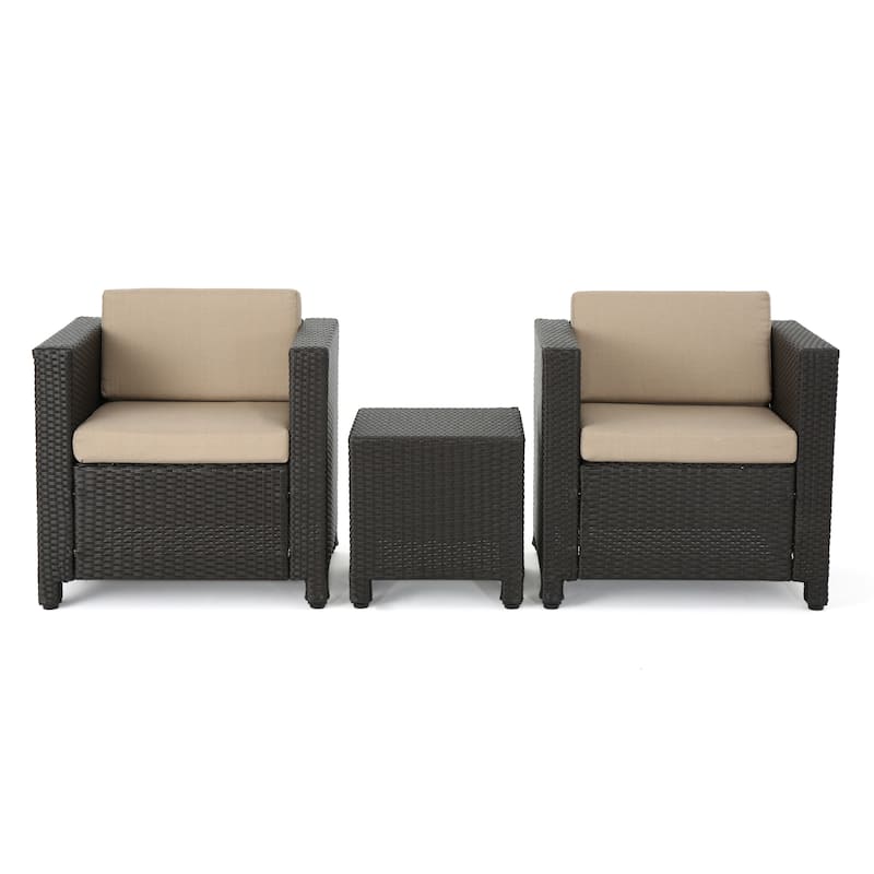 Puerta Outdoor 3-piece Wicker Seating Set with Cushions by Christopher Knight Home