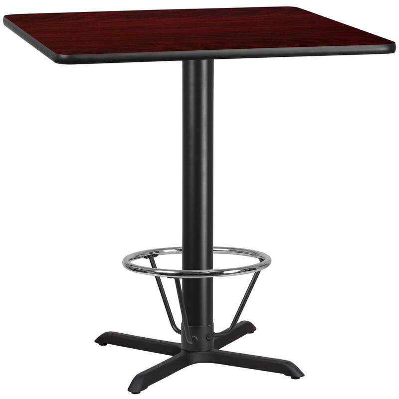 42'' Square Laminate Table Top with 33'' x 33'' Bar Height Table Base