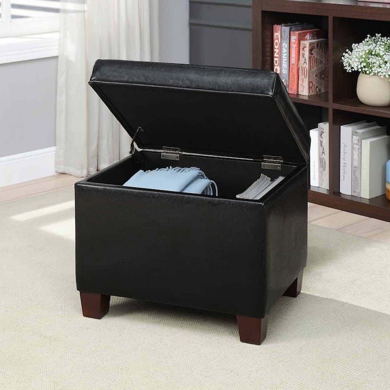 Upholstered Storage Ottoman with Spacious Interior for Living Room, Bedroom or Office Seating and Extra Storage
