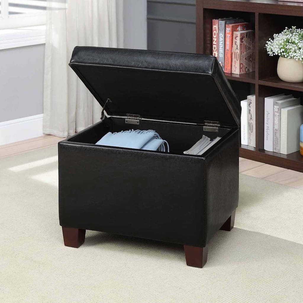Upholstered Storage Ottoman with Spacious Interior for Living Room, Bedroom or Office Seating and Extra Storage