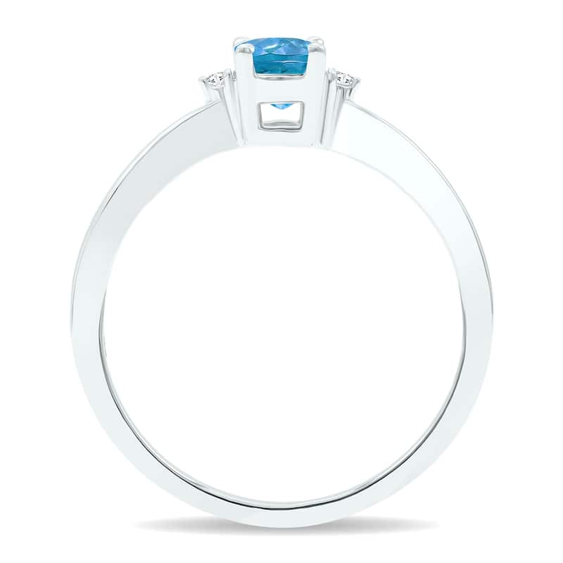 Women's Blue Topaz and Diamond Classic Band in 10K White Gold