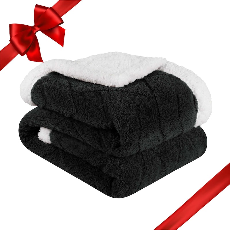 Superior Nuuk Jacquard Lattice Fluffy Sherpa Fleece Blanket