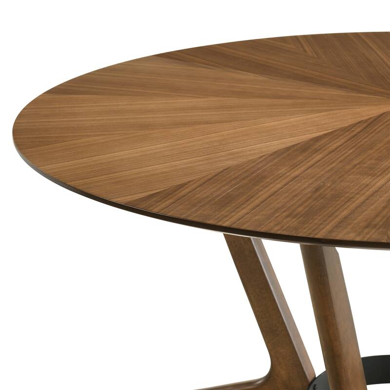 Santana Mid-Century Modern Round Wood Dining Table