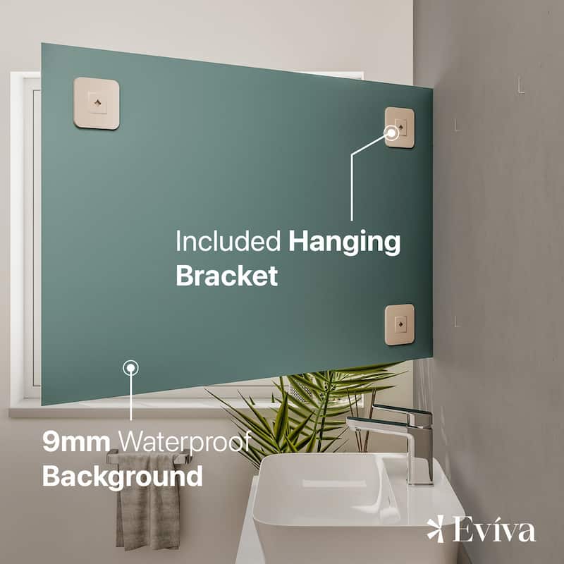 Eviva Sleek 42" x 30" Rectangular Modern Frameless Mirror - Clear