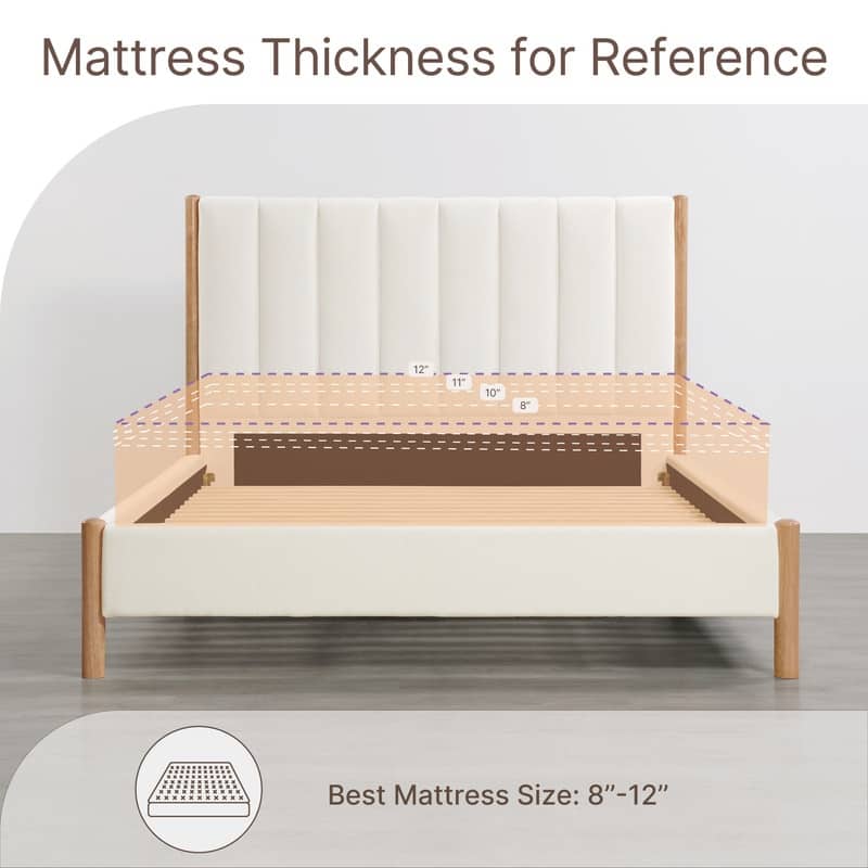 Spruce & Spring Camila Upholstered Platform Bed Frame with Headboard