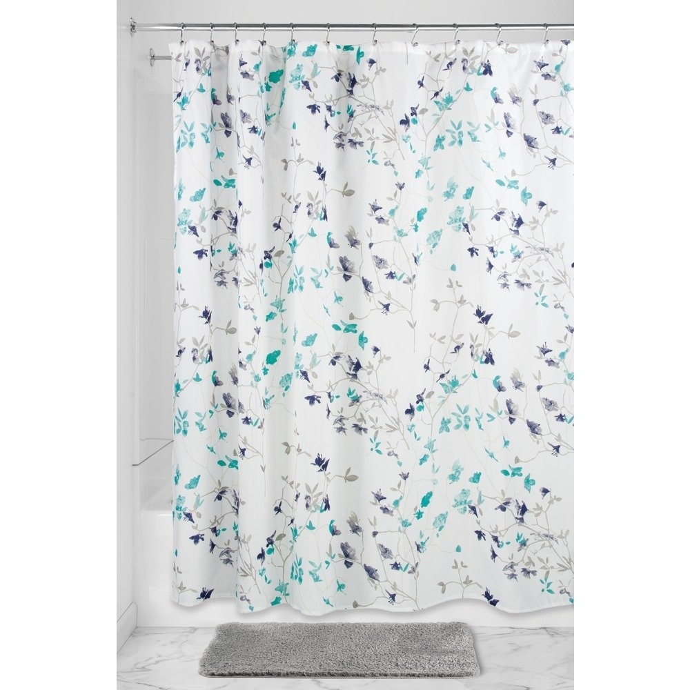 Shop Interdesign 60720 Twiggy Floral Fabric Shower Curtain Teal