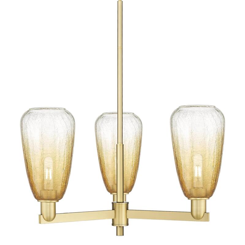 Innovations Lighting 716-3CR-9-18 Brookhaven Almond Chandelier - Satin Gold / Amber