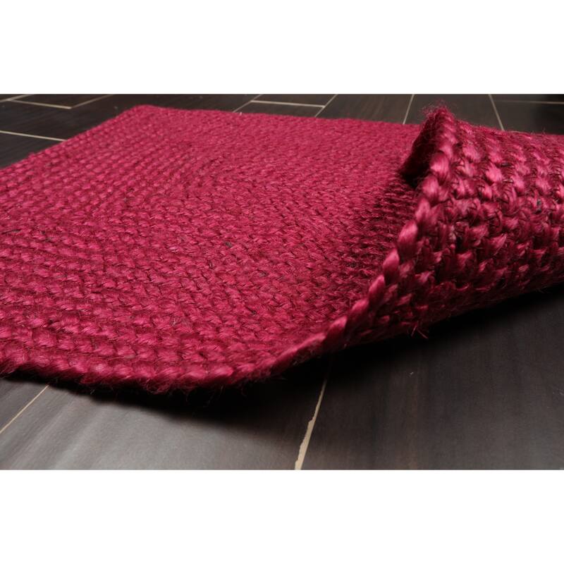 Hand Made Burgundy Handspun Jute Modern&Contemporary Oriental Area Rug - 2' x 3'