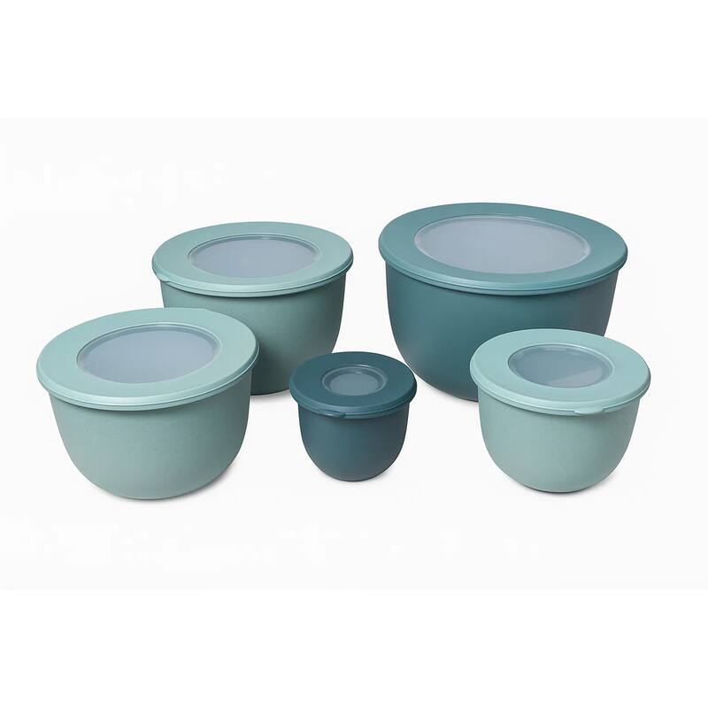 10-Piece Wheat PP Mixing Bowl Set With Lids - Green