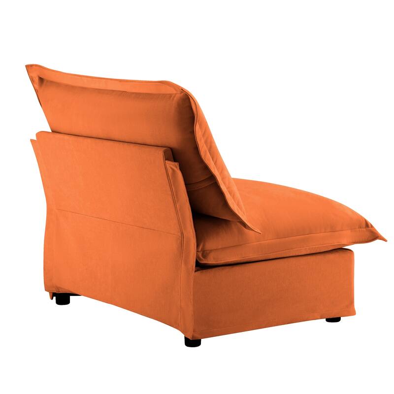 Armless Orange Sofa in Chenille Material