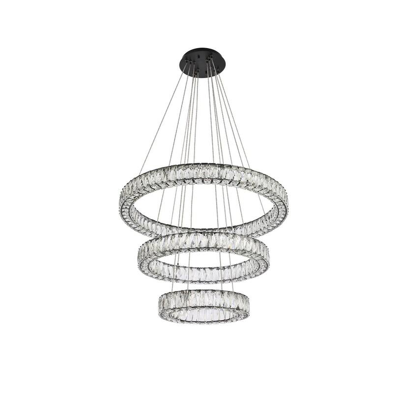 Indigo Home 32 inch LED triple ring chandelier in black