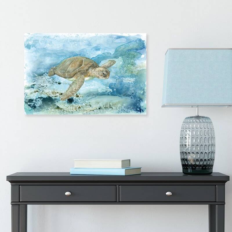 Modern Ocean Theme Nautical Painting Watercolor Coastal Turtle