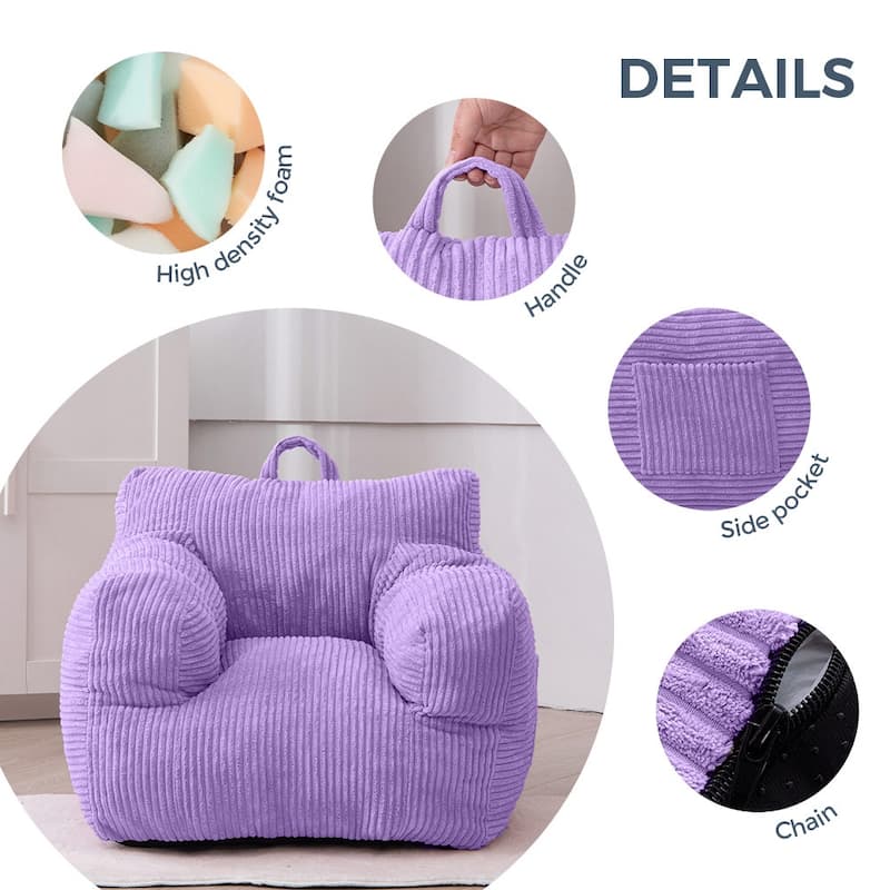 Kids Bean Bag Chair,Sherpa Bean Bag Sofa Couch with Decorative Edges