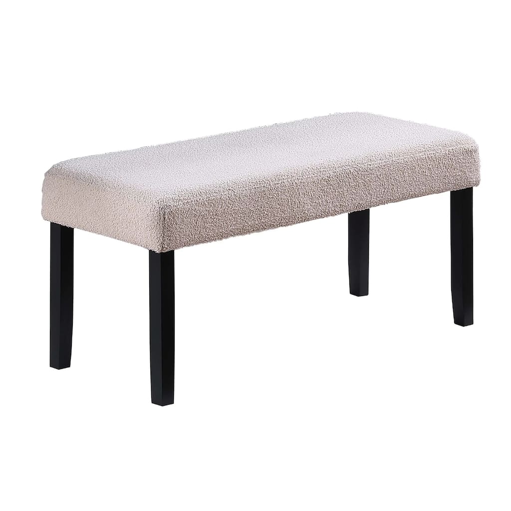 Arun Dining Bench, Beige Fabric, Black Rubberwood, 41 Inch Foam Seat