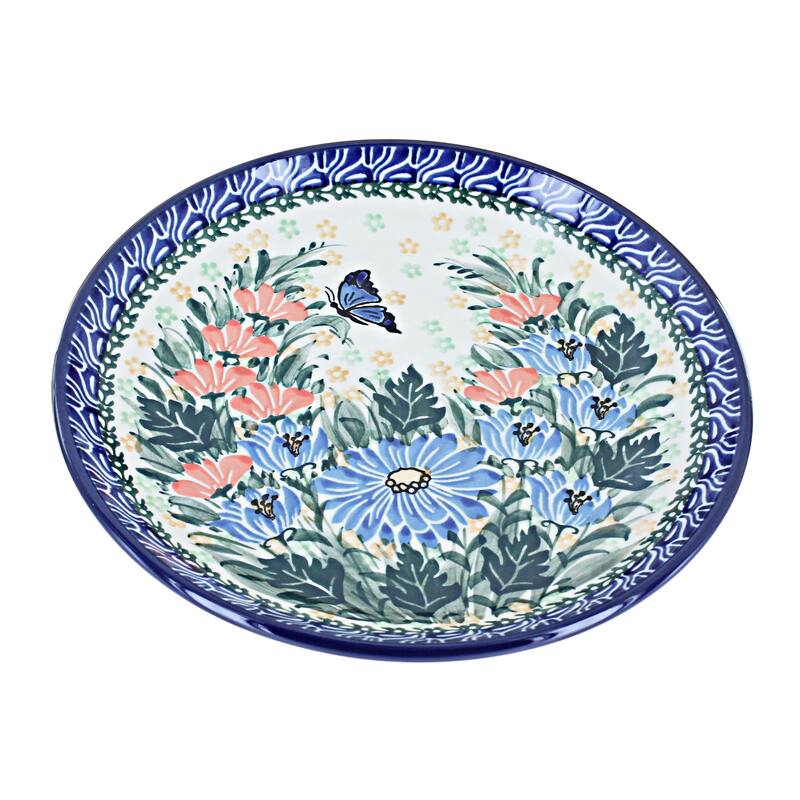 Blue Rose Polish Pottery Ceramika Artystyczna Dessert Plate