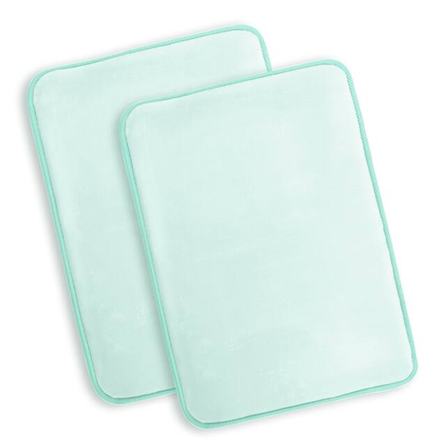 Clara Clark Ultra Soft Plush Bathroom Rug - Non-Slip, Velvet, Memory Foam Bath Mat - Set of 2 - Set of 2 17x24 - Aqua