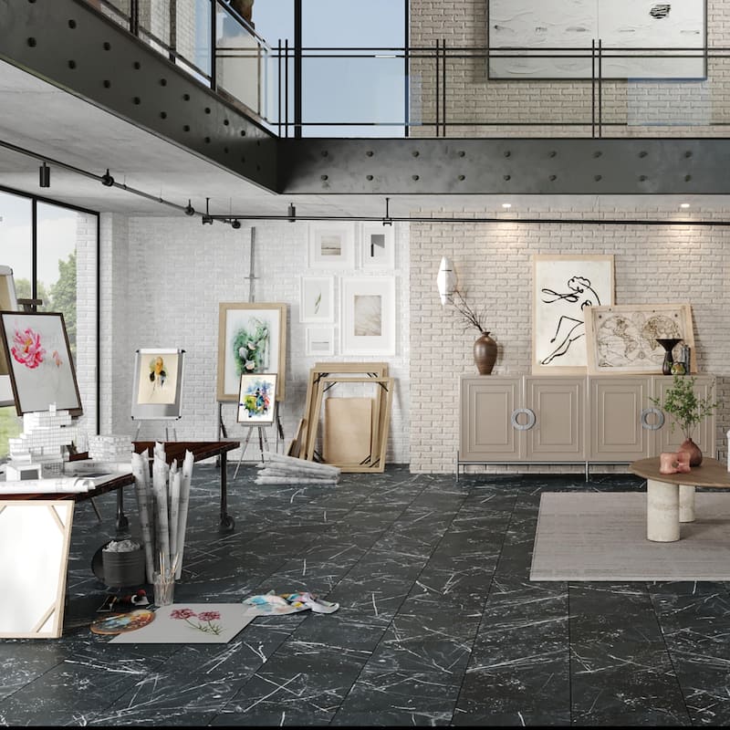 Merola Tile Timeless Marquina 9-3/4" x 9-3/4" Porcelain Floor and Wall Tile