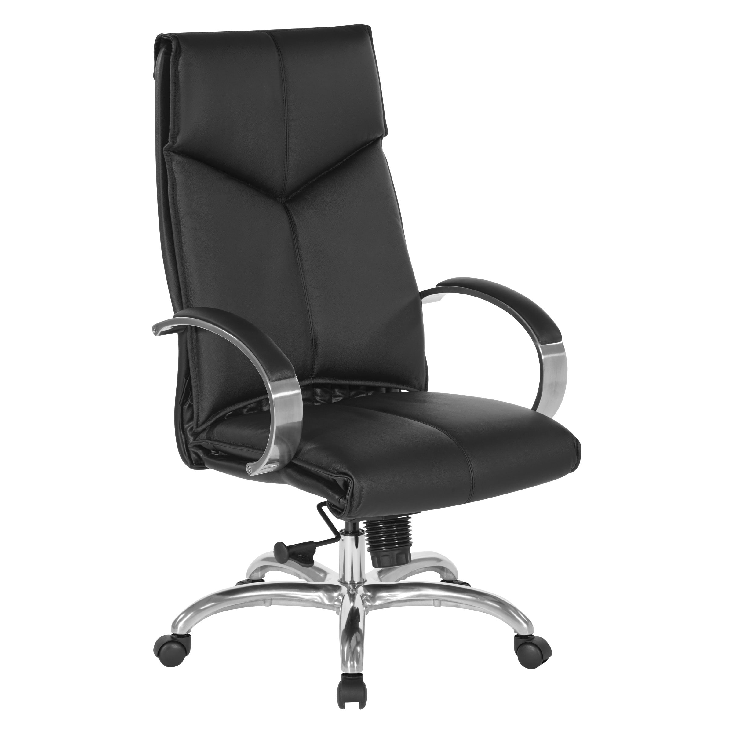 High back black leather chair sales