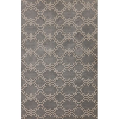 Trellis Indian Area Rug Hand-Tufted Wool Carpet - 5'0" x 8'0"