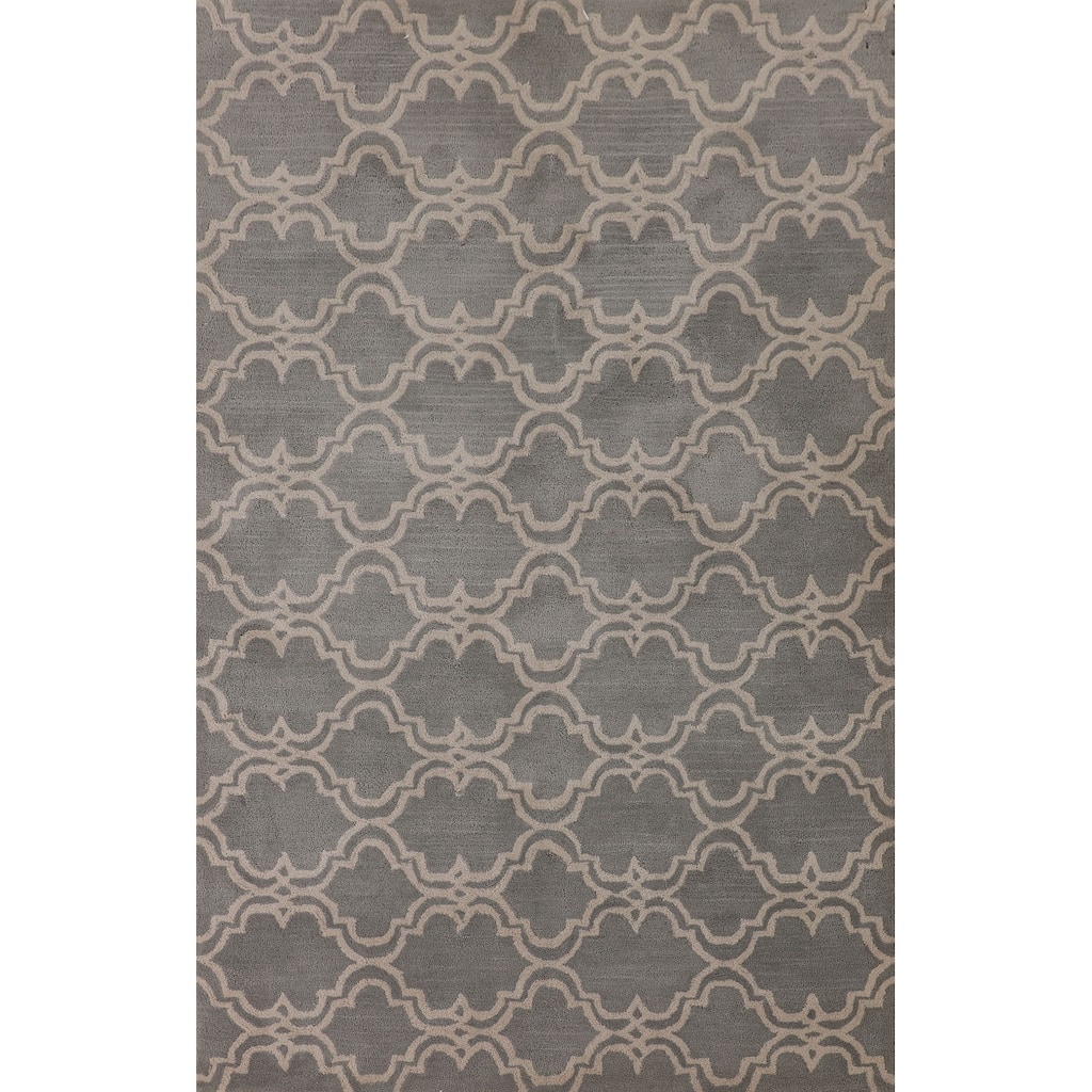 Trellis Indian Area Rug Hand-Tufted Wool Carpet - 5'0" x 8'0"