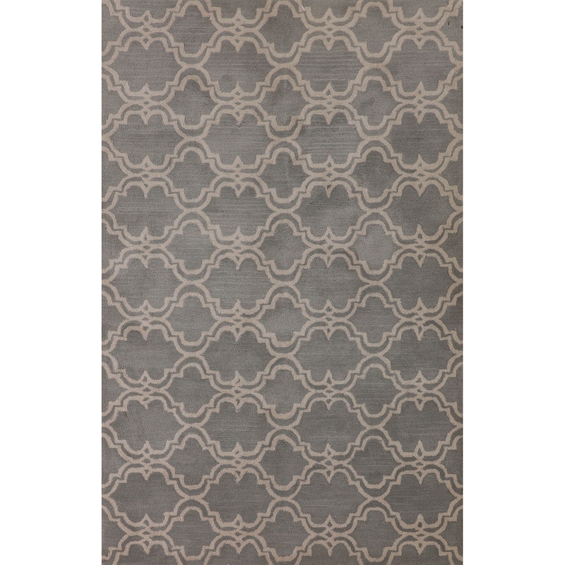 Trellis Indian Area Rug Hand-Tufted Wool Carpet - 5'0" x 8'0"