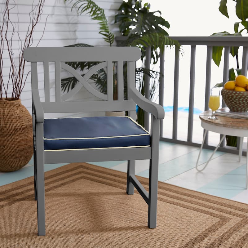 Lehigh Sunbrella Solid Indoor/ Outdoor Corded Chair Cushion - 19 in x 16 in x 2 in - navy with natural cording