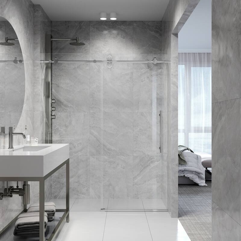 VIGO Elan 56" to 60" W x 74" H Frameless Sliding Shower Door
