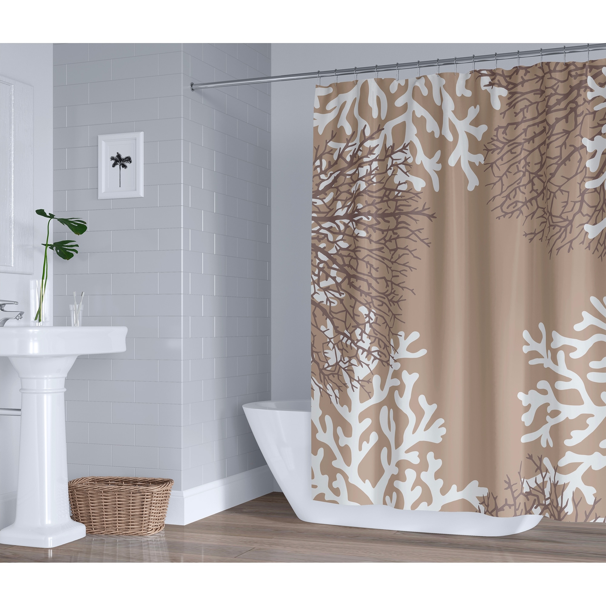 Coral and tan shower curtain new arrivals