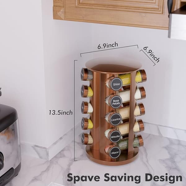 dimension image slide 0 of 4, Revolving Spice Rack Set, Kitchen Spice Tower Organizer