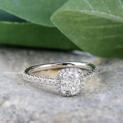 Auriya 14k Gold 1 1/2ctw Cushion-cut Halo Diamond Engagement Ring Certified (H-I, I1-I2)