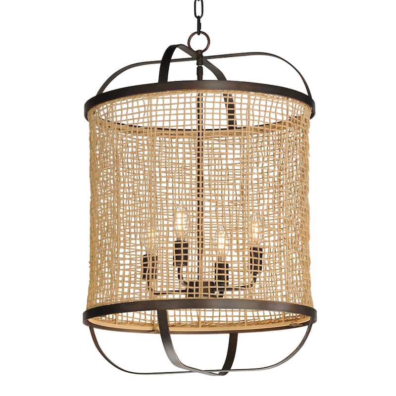 Maxim 22474 Cestino 4 Light 19" Wide Wood Pendant - Antique Bronze