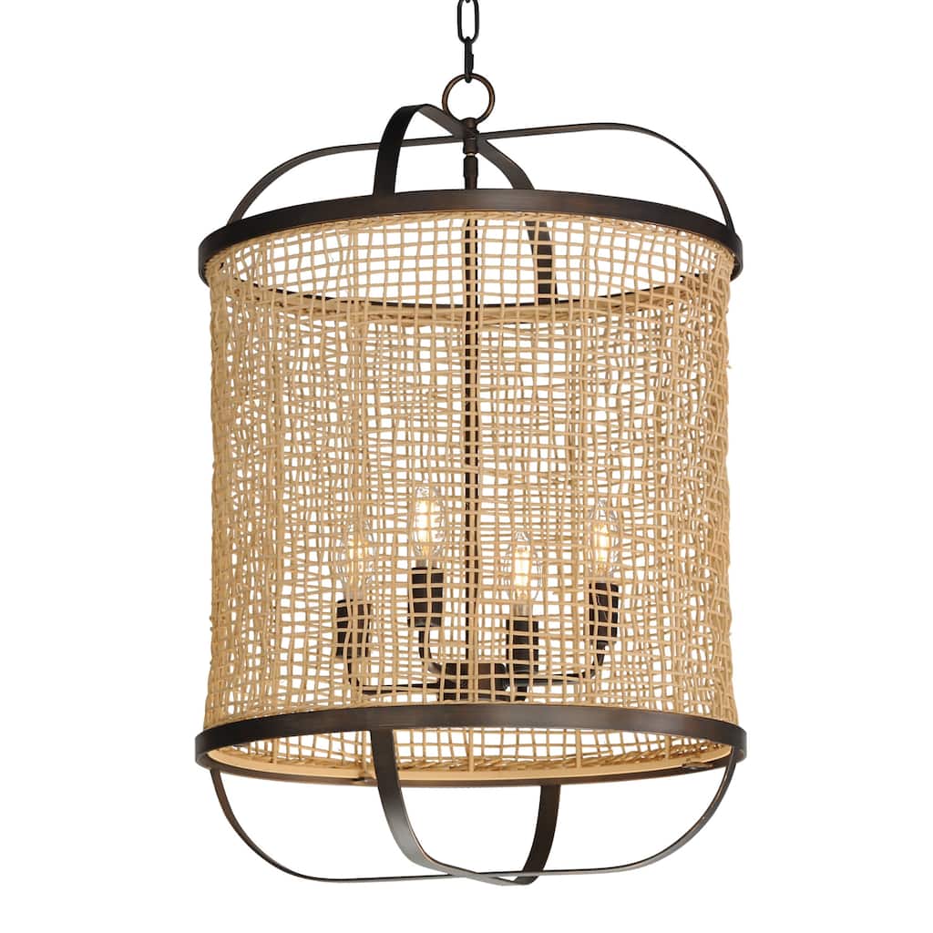 Maxim 22474 Cestino 4 Light 19" Wide Wood Pendant