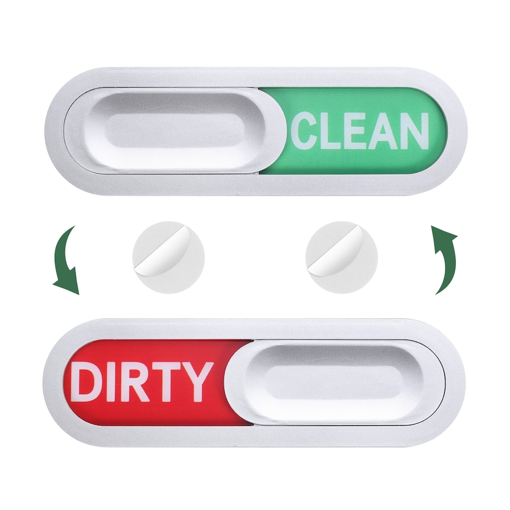 Dishwasher Magnet Clean Dirty Sign Oval Red/Green Sign - Silver/Red/Green