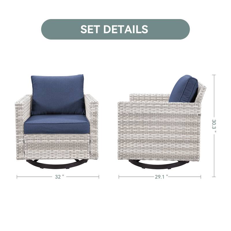 Gymojoy Wicker Swivel Glider Chair with 4 inch Olefin Cushions