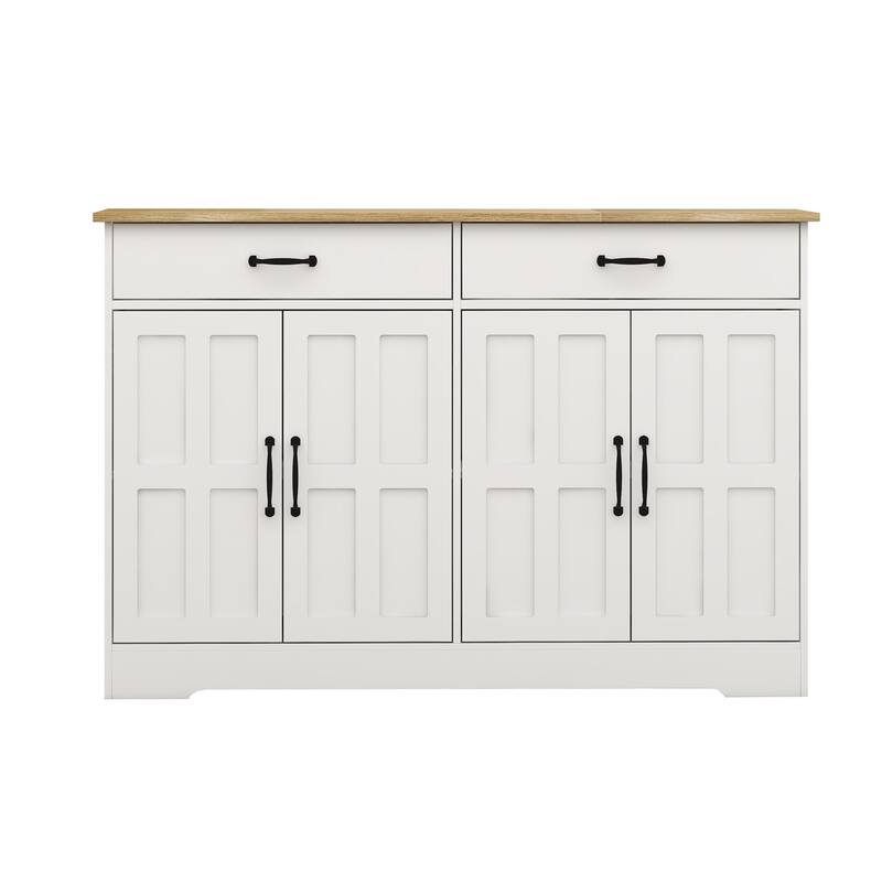 Sideboard with 2 Drawers & 4 Doors, Large Capacity Kitchen Buffet Cabinet, Entryway Table with 2 Storage Shelves