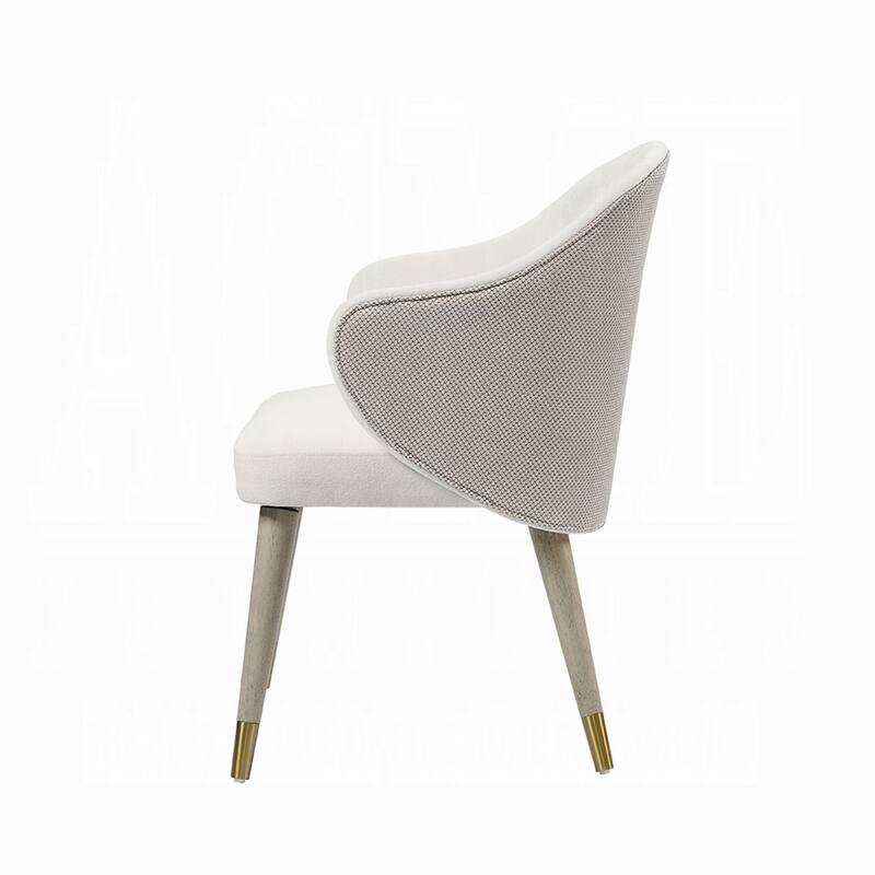 Arity Side Dining Chair Set of 2, Modern Light Gray Fabric, Gold Metal