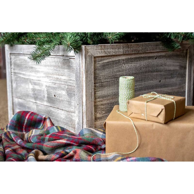 23" Gray White Wash Plank Christmas Tree Collar