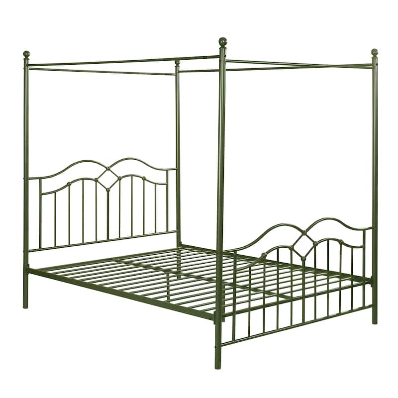 Christopher Knight Home - Voss Queen Iron Canopy Bed Frame with Four-Post Canopy Design
