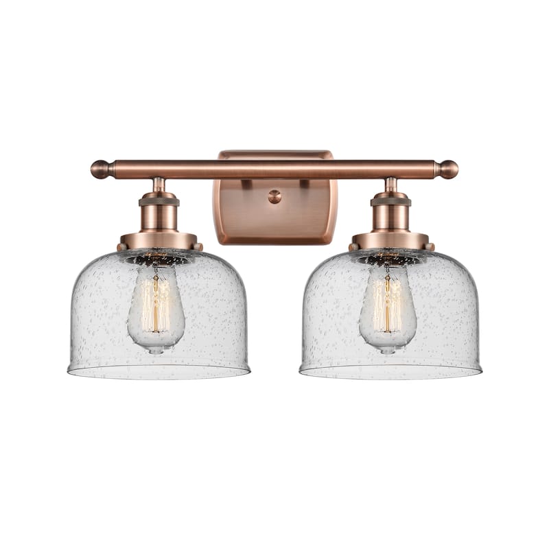 Innovations Lighting Ballston Urban Bell - 2 Light 18" Bath Vanity Light - Antique Copper/Seedy