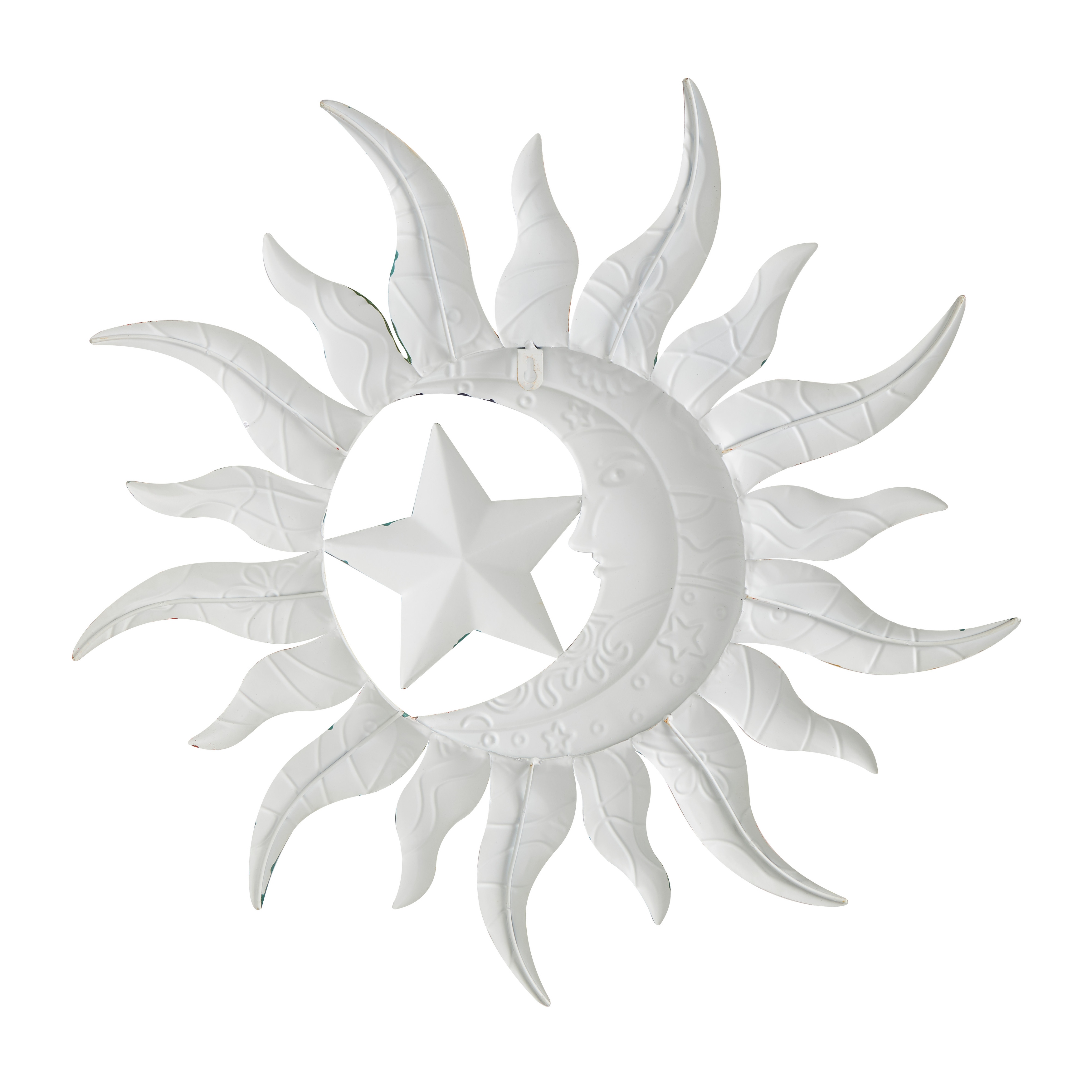 Multi Color Metal Eclectic Whimsical Celestial Sun Art Wall Sculpture